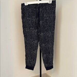 LOFT Navy and White Patterned Joggers